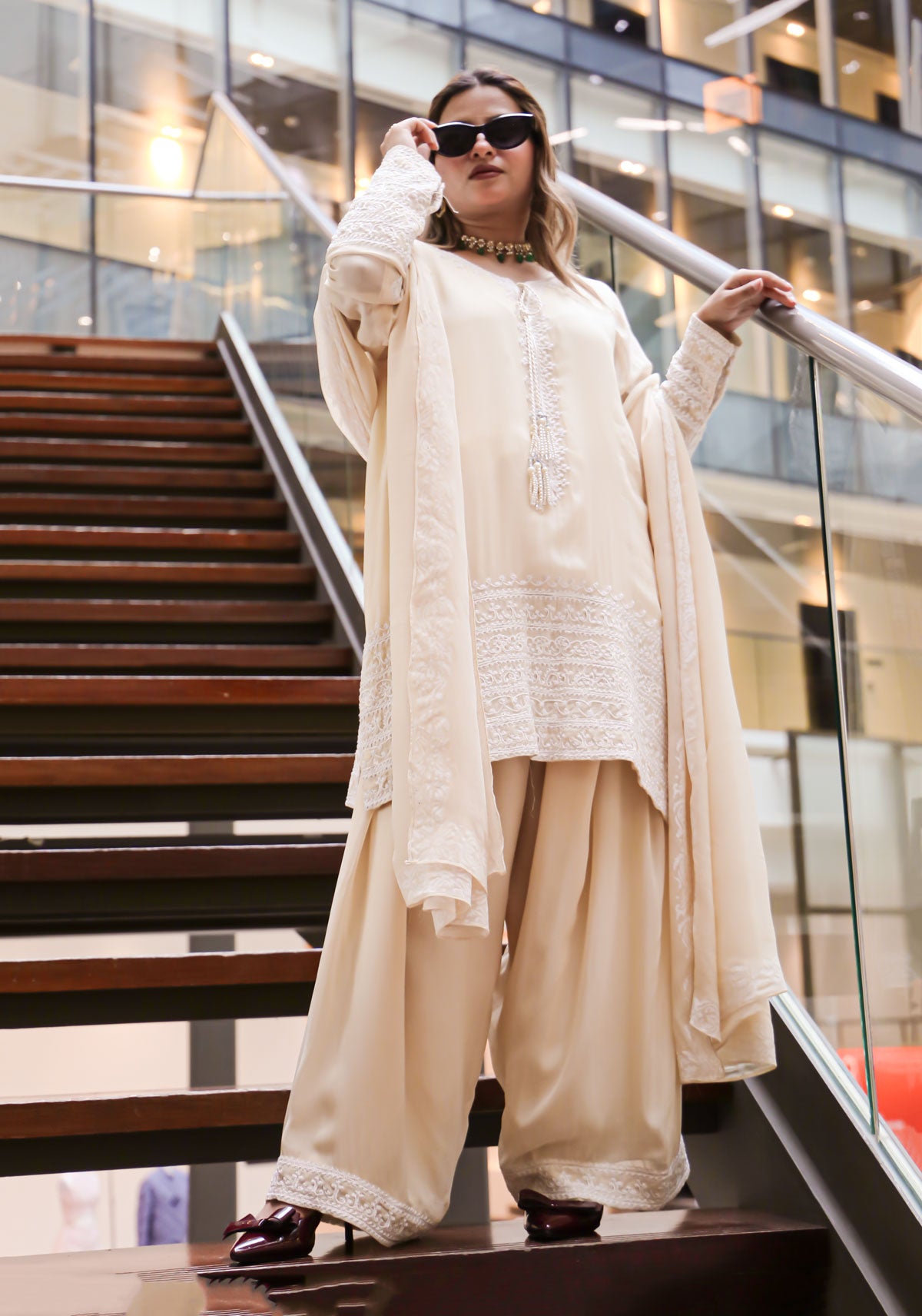 Cream Suit Farshi Shalwar