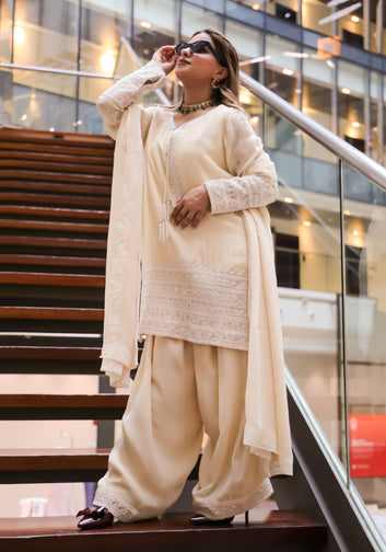 Cream Suit Farshi Shalwar