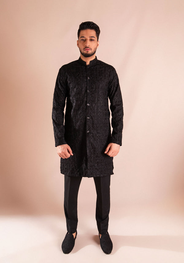 Modern-Traditional Design Sherwani Style Kurta Pajama