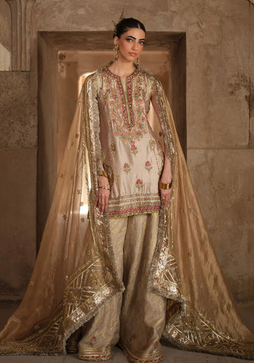 Chich Beige Tissue Silk Short Shirt