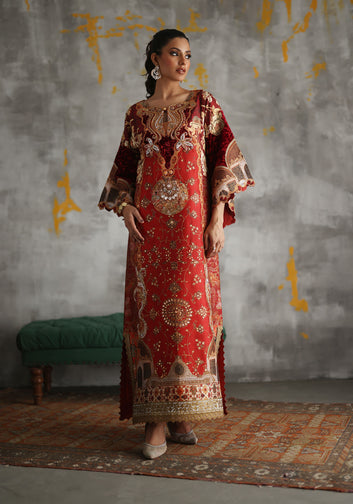 Mughal Era Inspired Motifs In A Traditional Long Straight Shirt Digital Print