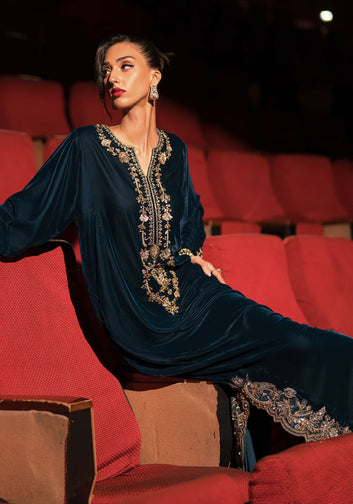 Statement Teal Velvet Kaftan