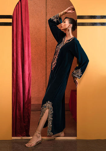 Statement Teal Velvet Kaftan