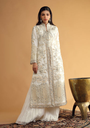 White Long Coat-Style Shirt, With Pants and Blouse