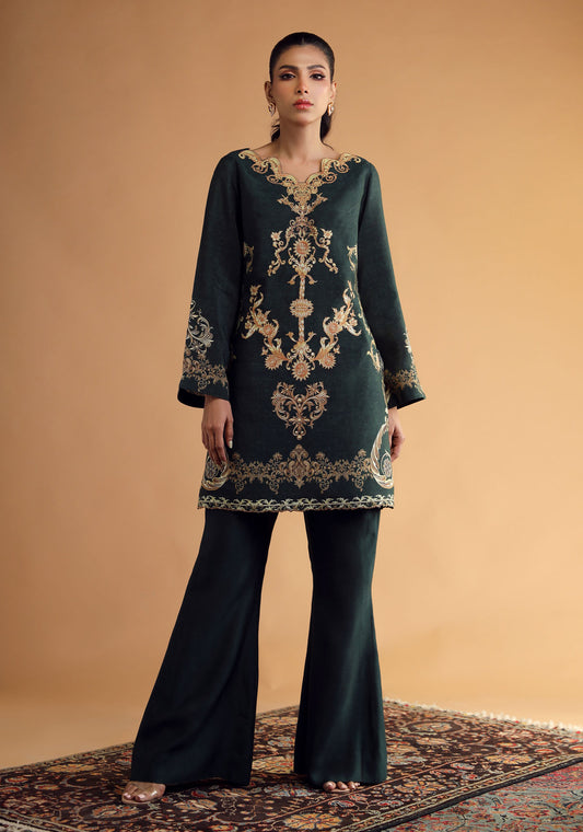 Dark Green Straight-Cut Full Set Tunic