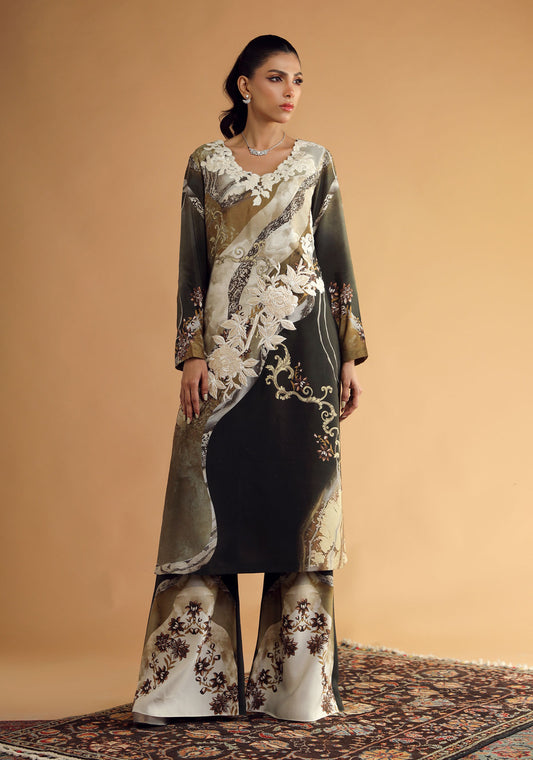 Earthy Tones Straight-Cut, Full Set Long Kurta