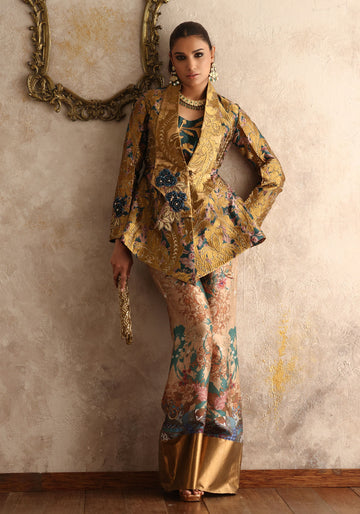 Printed Ottoman-Inspired Jacket with Bellbottom