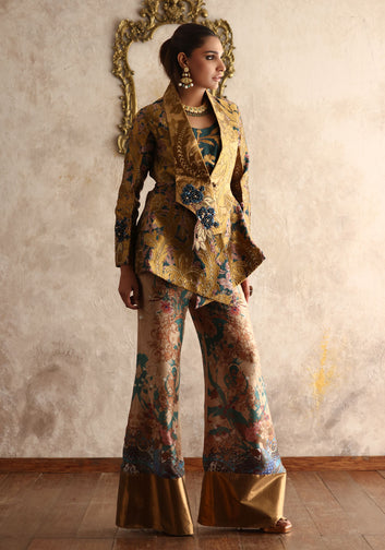 Printed Ottoman-Inspired Jacket with Bellbottom