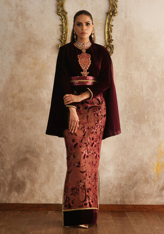 Majestic Velvet Dress with Cape