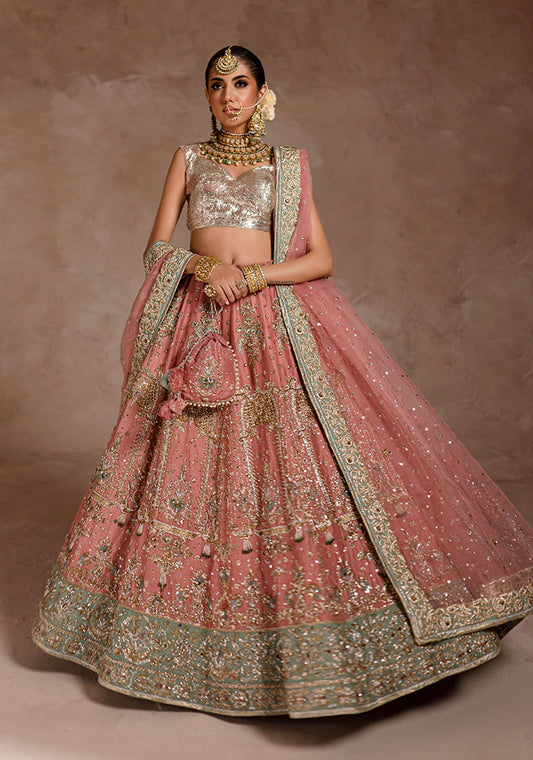 Exquisite Pink And Silver Bridal Ensemble