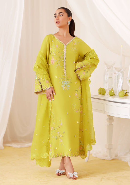 Marija Kiwi Green Embroidered Shirt And Dupatta