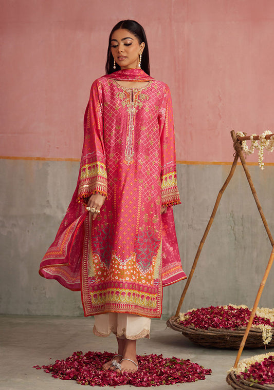 Selin Crimson Shirt And Dupatta