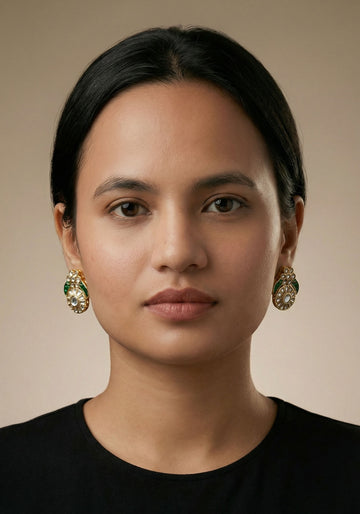 Emerald & Polki Diamond-Cut Oversized Studs