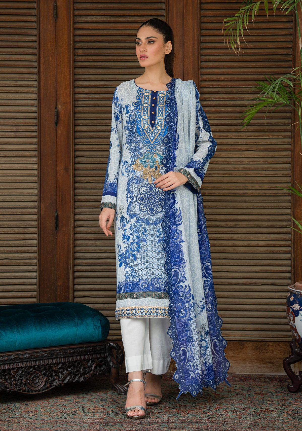 Unstitched Lawn Pret Crafted Embroidered Outfit