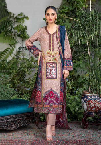 Unstitched Lawn Pret Printed Coffee Outfit