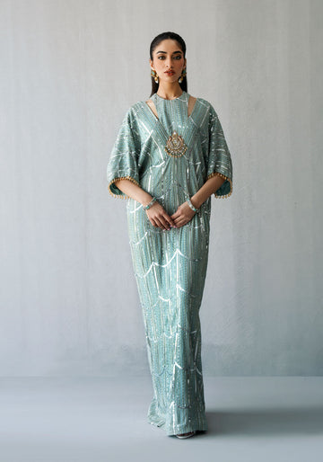 Maheen Karim - Ice Blue Kaftan
