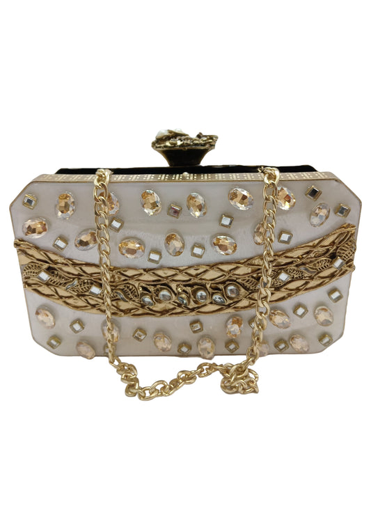 Ivory and Gold Luxury Clutch