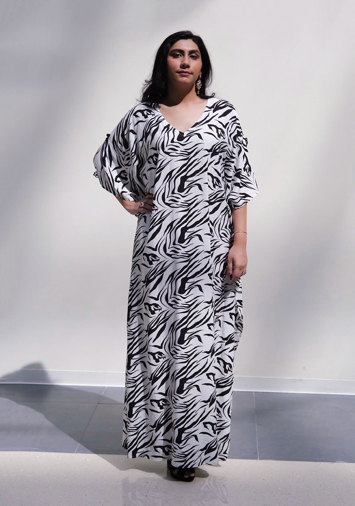 Black and White Animal Print Kaftan