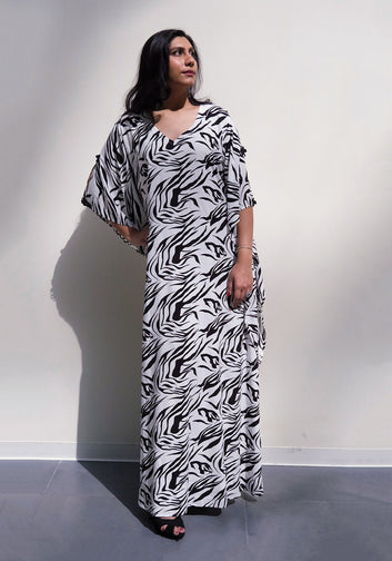 Black and White Animal Print Kaftan