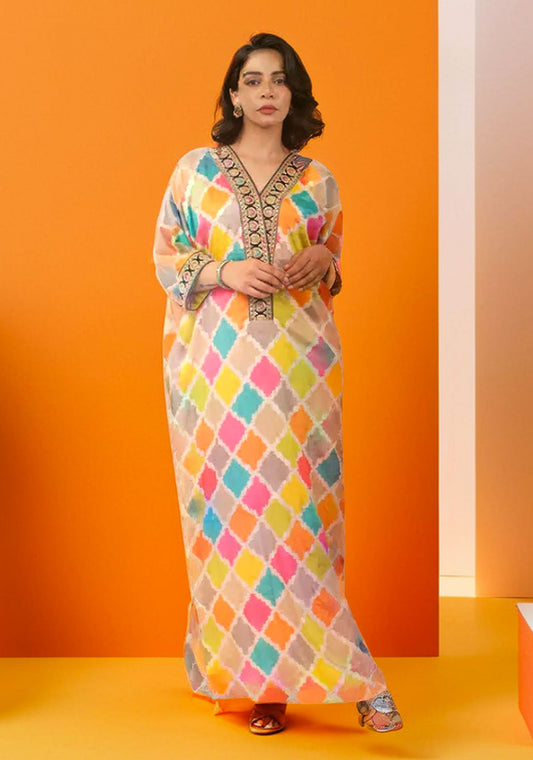 Kaftan Printed Silk Pastel