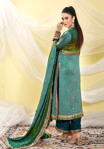 Emerald Green Chunri 4 Piece Suit