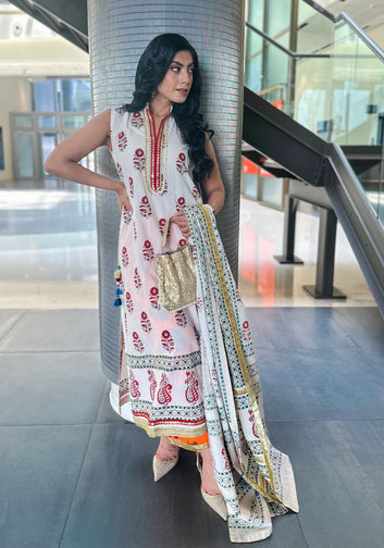 Summer Block printed Festive wear Sleeveless