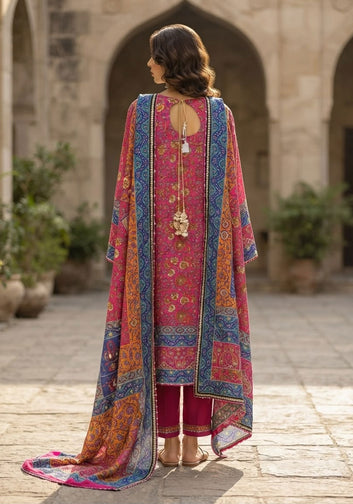 Pink & Blue Printed 3-Piece Suit