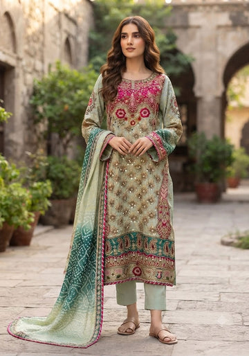 Multicoloured Printed Silk 3-Piece Suit