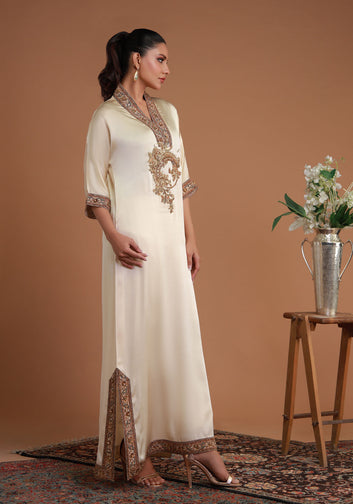Hand Embroidered Coffee Colored Kaftan