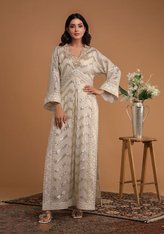 Ivory Regal Embellished Kaftan Ensemble