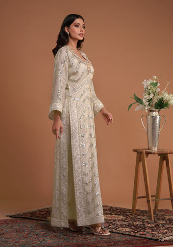 Ivory Regal Embellished Kaftan Ensemble