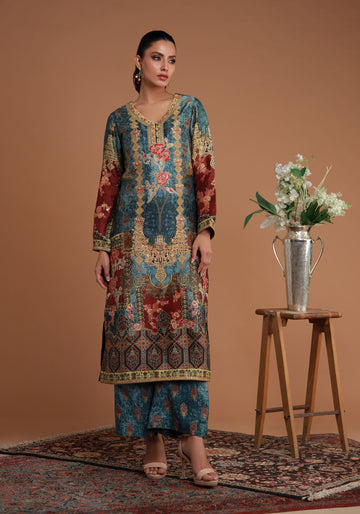 Mughal Inspired Shirt Tie Dye with Printed Pants