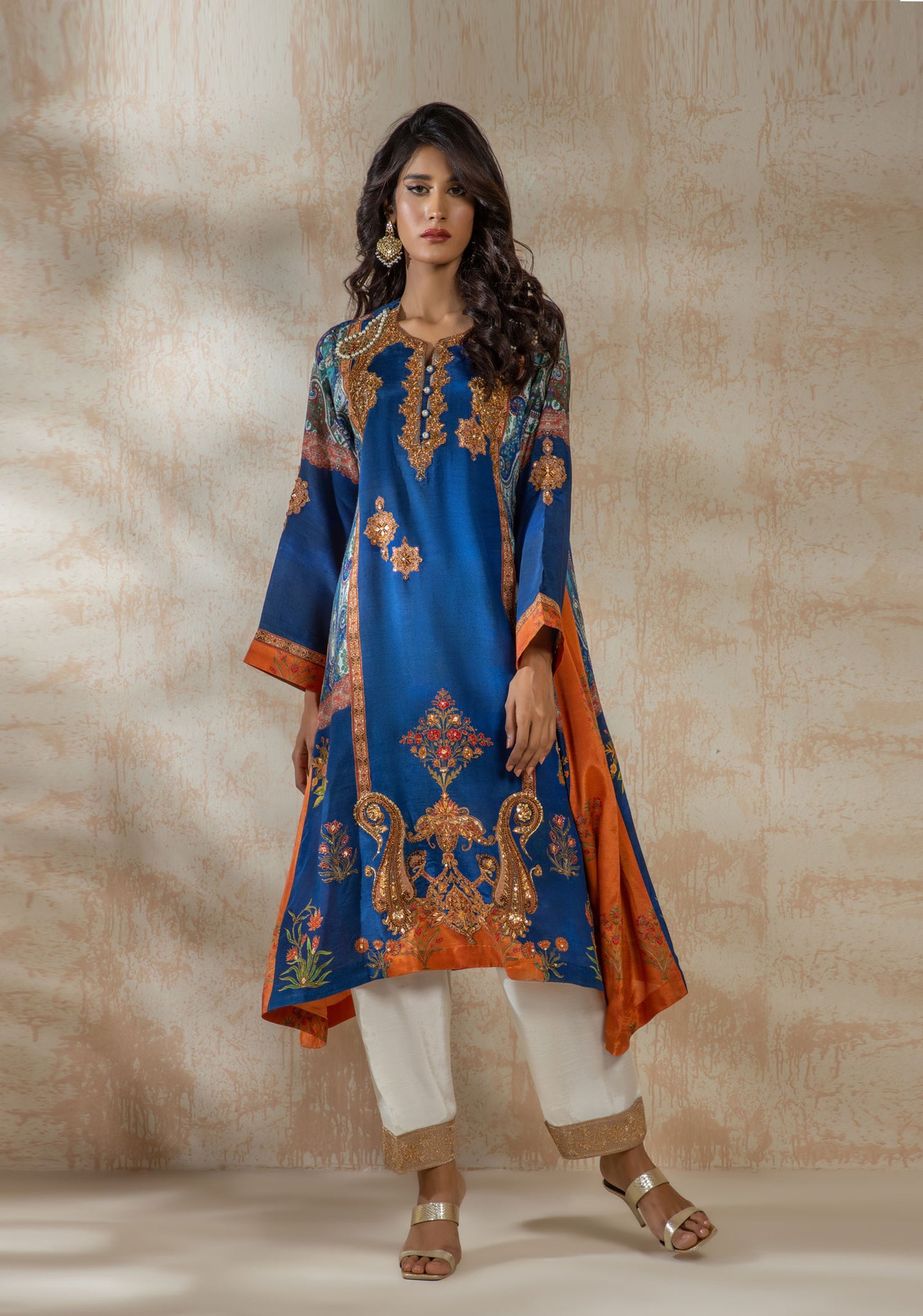 Beautiful A-Line Shirt Mughal Inspired Motifs Print