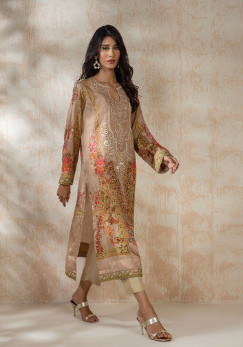 Mughal Inspired Print On A Traditional Straight Kurta