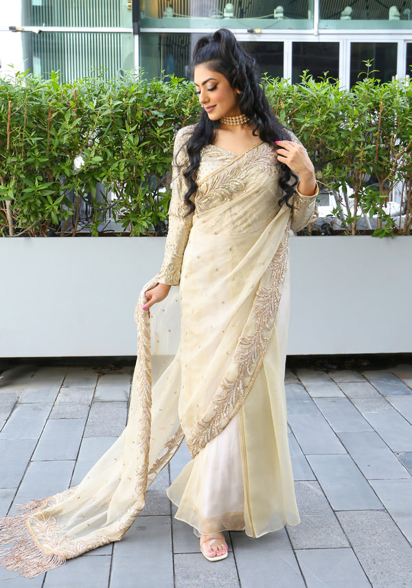 Gold Drape Saree Dress
