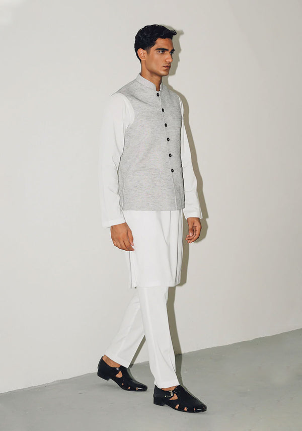 COIN GREY LINEN WAISTCOAT