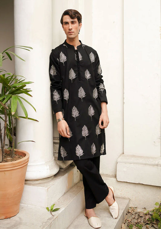 Black Embroidered Kurta Pajama