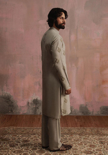 Grey Block Printed Kurta Pajama
