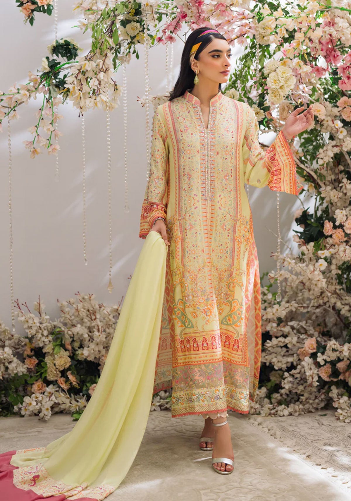 Syra Yellow Print Shirt and Dupatta