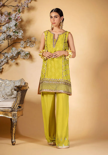 Lime Green Silk Short Shirt