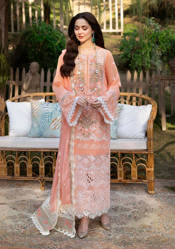 Peach Embroidered Two-Piece Ensemble