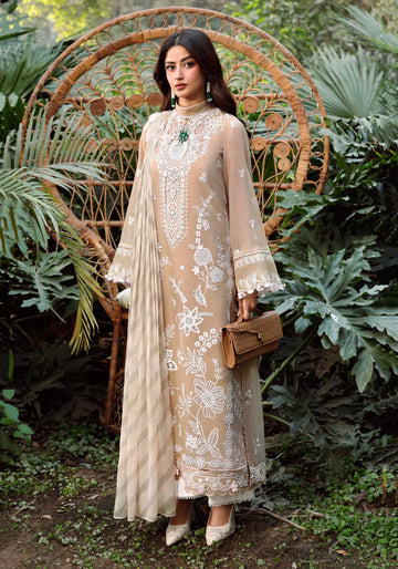 Beige Embroidered Four-Piece Ensamble