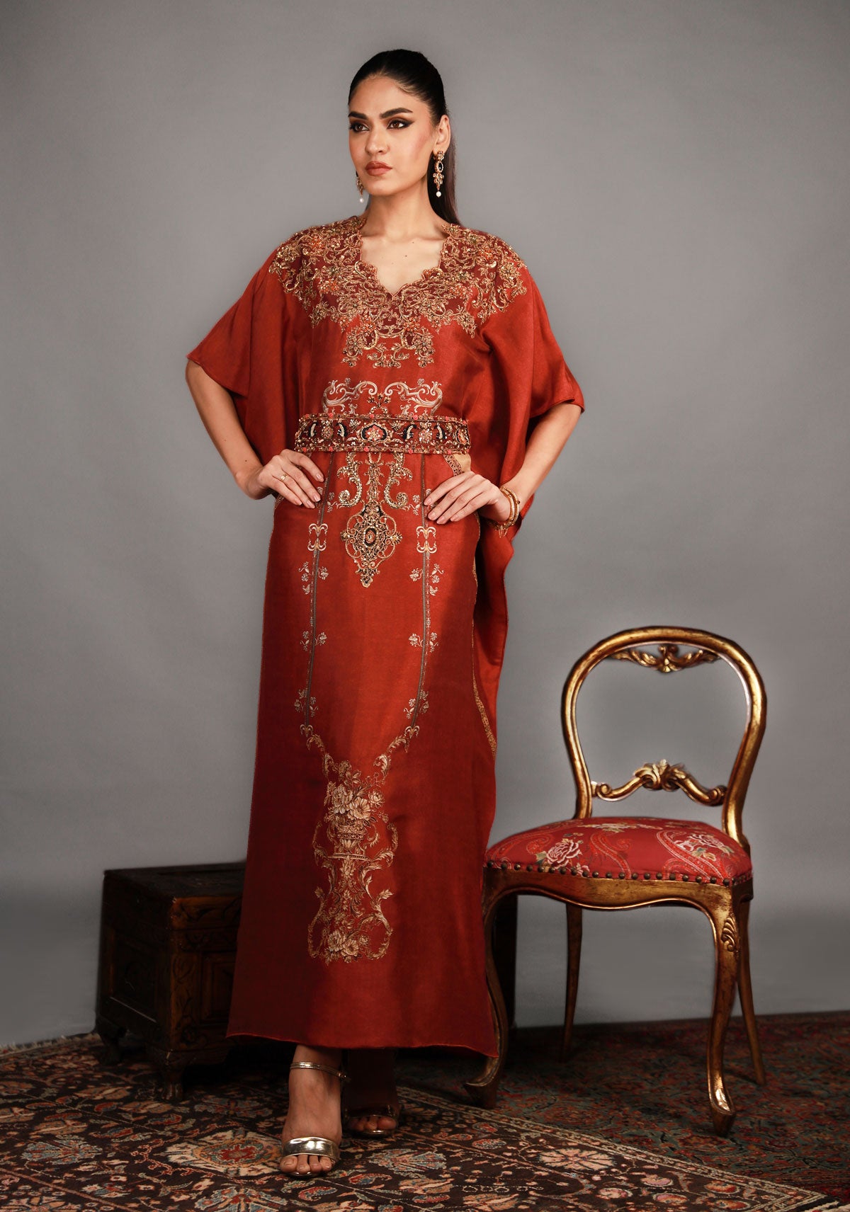 Shamaeel’s Signature Piece Deep Maroon Kaftan