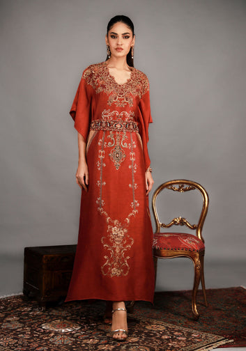 Shamaeel’s Signature Piece Deep Maroon Kaftan