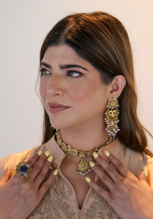 Floral Peacock Choker Necklace