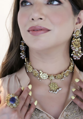 Floral Peacock Choker Necklace