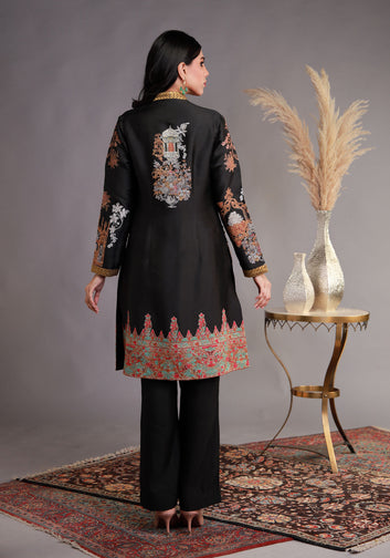 Architectural Inspired Black Vibrant Multi-Colored Embroidery Outfit