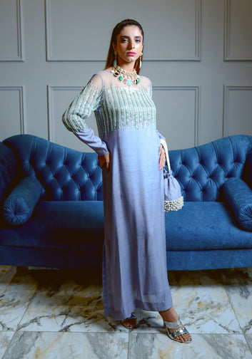 Stones and Crystals Cotton Silk