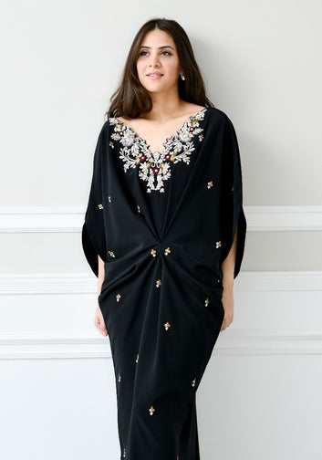 Black Pleated Kaftan