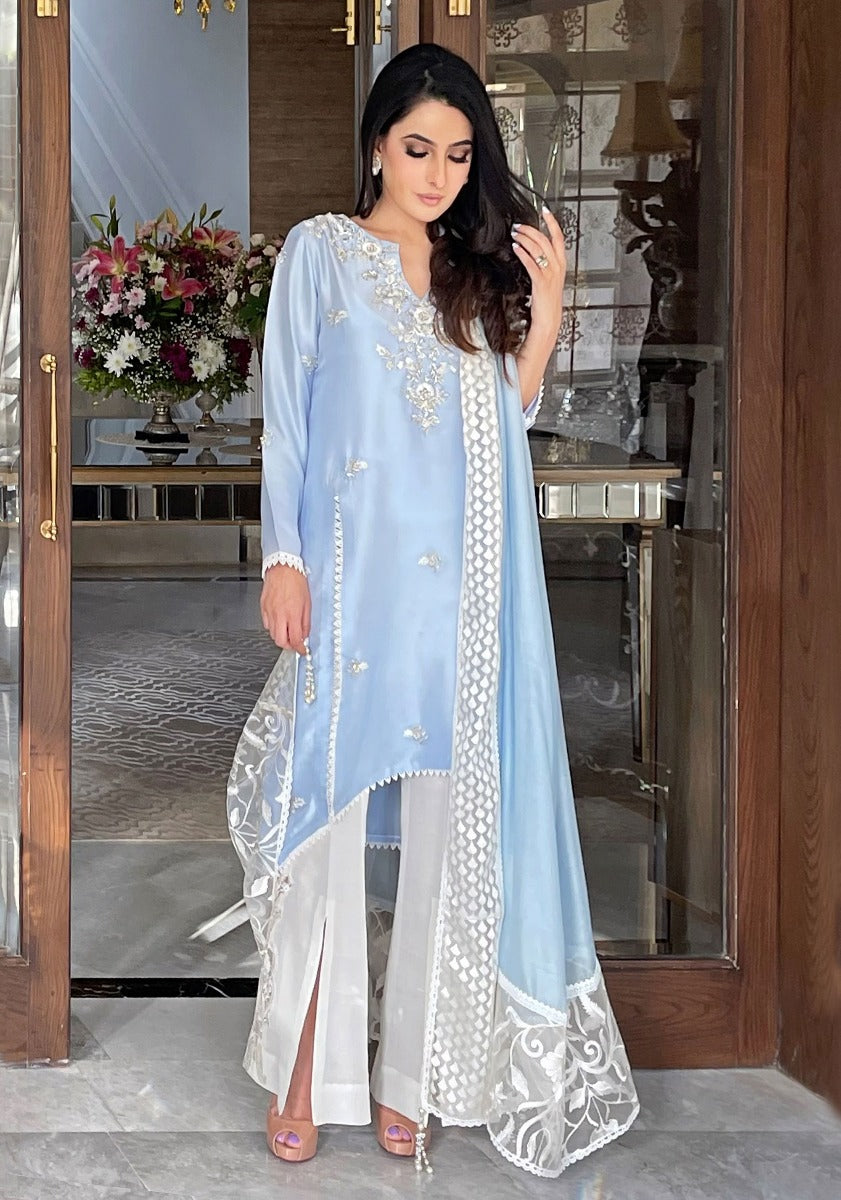 Blue Embellished Shirt